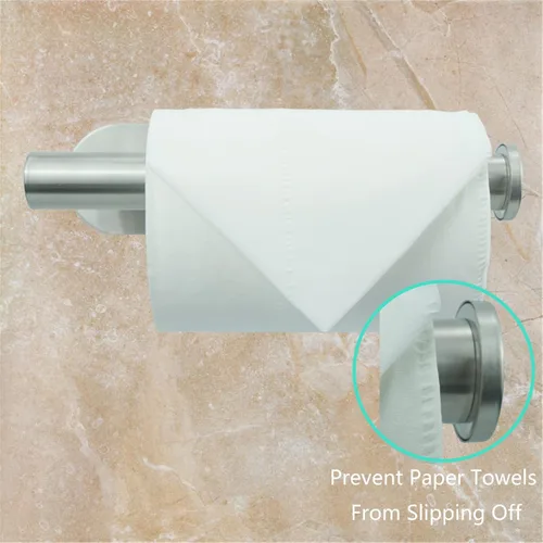 Miniatura 5 de Soporte autoadhesivo de acero inoxidable para papel higiénico, sin taladrar, adecuado para baño, cocina, RV (níquel cepillado)
