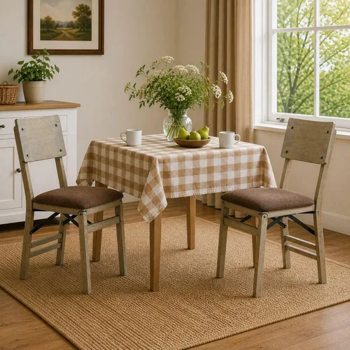 Miniatura 6 de Stakmore Classic Comfort - Sillas plegables de madera con respaldo curvo con asientos acolchados, juego de 2 sillas de comedor plegables sin
