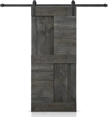 Miniatura 61 de TMS Serie N - Puerta corrediza interior de madera de pino anudada con kit de herrajes deslizantes (32 x 84 pulgadas, blanco)