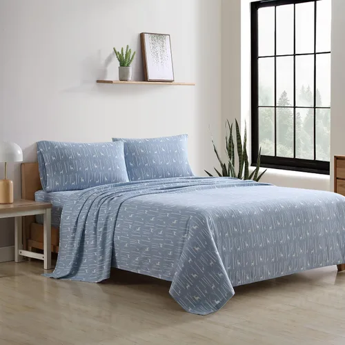Eddie Bauer - Sábanas individuales, juego de ropa de cama de franela de algodón, cepillada para mayor suavidad, decoración acogedora para el hogar