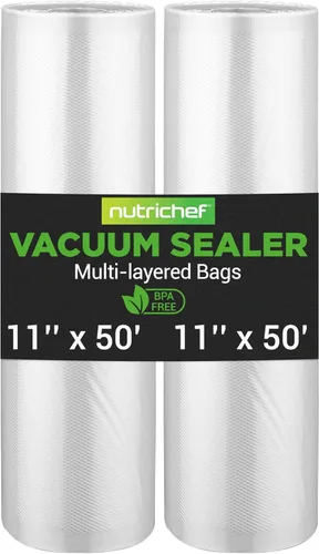 NutriChef Bolsas selladoras al vacío de 11 x 50 rollos, paquete de 2 unidades para guardar alimentos, sellar una comida, NutriChef, Weston. Grado