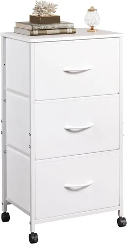 Miniatura 13 de WLIVE Cómoda con 3 cajones, mesita de noche de tela, unidad organizadora, cómoda de almacenamiento para dormitorio, pasillo, entrada, armarios