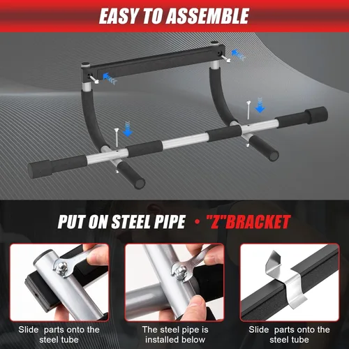 Miniatura 3 de Barra de dominadas para puerta, barra de dominadas portátil para entrenamiento de fuerza, barra de entrenamiento de fitness corporal con acero