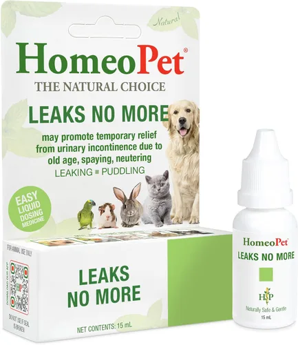 HomeoPet No más fugas, alivio de la incontinencia urinaria para mascotas, medicina segura y natural para la incontinencia, 0.5 fl oz