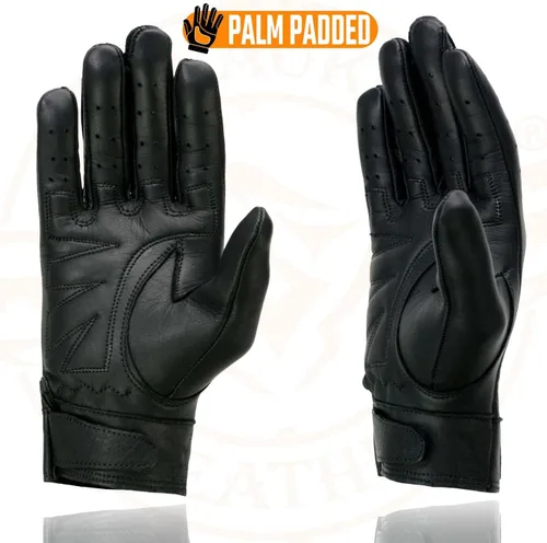 Miniatura 5 de Milwaukee Leather MG7710 - Guantes de mano para motocicleta de piel perforada negra con trabillas para muñeca