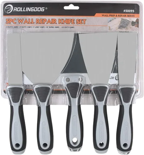 Miniatura 7 de ROLLINGDOG Juego de cuchillos de masilla de 5 piezas: incluye cuchillo de espiga de 1 pulgada, 3 y 5 pulgadas, raspador de cincel de 1.5 pulgadas