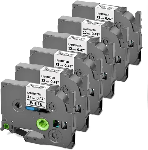 PT-D220 D210 D200 H100 Cinta de etiquetas TZe-231 TZe231 compatible con Brother Label Maker Tape P Touch 0.472 in 0.47 pulgadas laminado blanco TZe