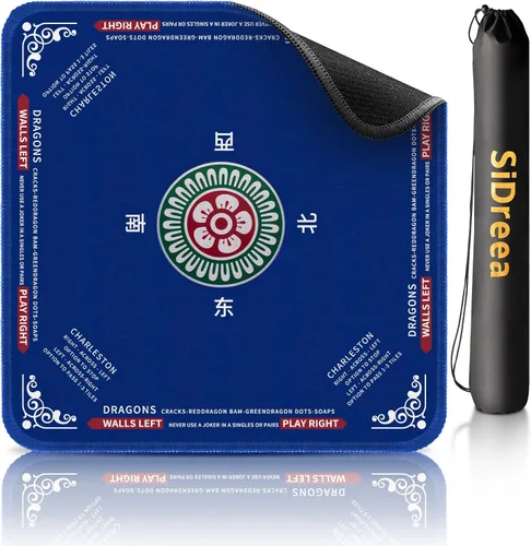 Miniatura 14 de Mahjong Mat 32.4 x 32.4 pulgadas, 0.118 in de grosor de goma antideslizante, tapete de mesa Mahjong con reducción de ruido, impermeable, tapete