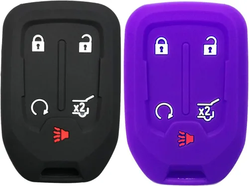 Miniatura 6 de Funda con mando a distancia y 5 botones para GMC Acadia Terrain Yukon Chevrolet Suburban Tahoe HYQ1AA 13584502 1551A-AA, Negro/Azul