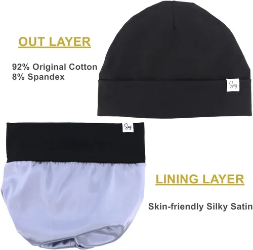 Miniatura 7 de Gorro de punto para recién nacido, para niños y niñas, con forro de satén sedoso, gorro para niños pequeños