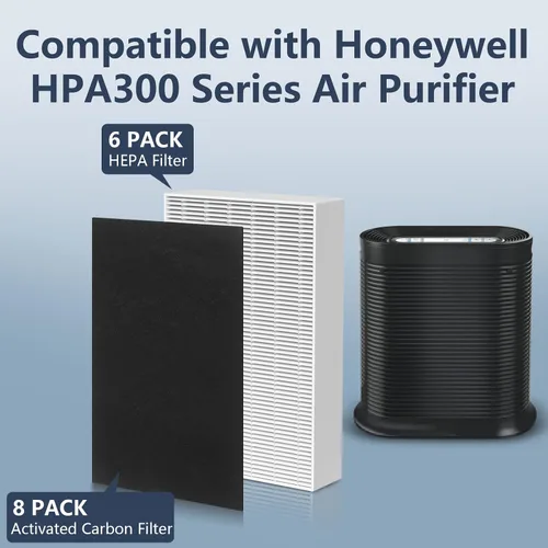 Miniatura 7 de Paquete de 3 filtros HEPA HPA300 de repuesto para purificadores de aire Honeywell serie HPA300 HPA300, HPA300VP, HPA304, HPA3300, reemplazo HRF-R3
