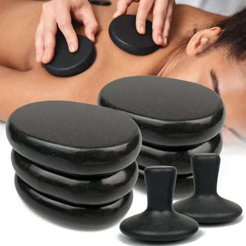 Miniatura 9 de DEFUNX Piedras Calientes para Masaje - Piedras de Basalto en Forma de Seta para Masaje en Spa en Casa, Relajación y Alivio del Dolor