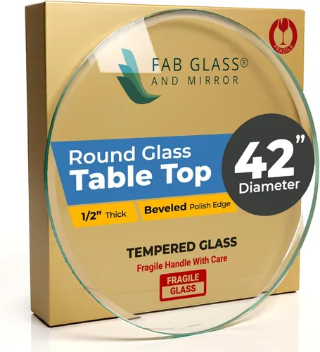 Miniatura 68 de Fab Glass - Mesa redonda de cristal de 48 in, grosor de 3/4 in, cristal pulido plano templado, Vidrio, Transparente