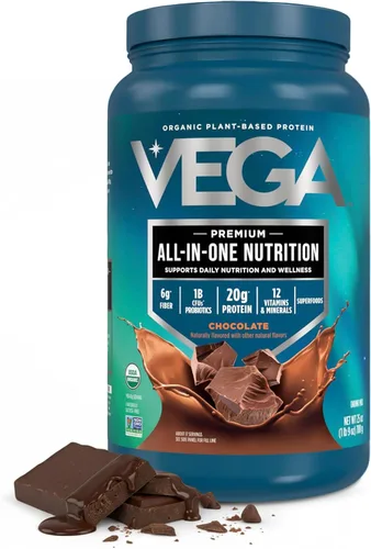 Miniatura 17 de Vega Todo en Uno Nutrición Orgánica - 20 g de proteína de guisante a base de plantas, vainilla francesa, 43 porciones, vitaminas A y C, probióticos