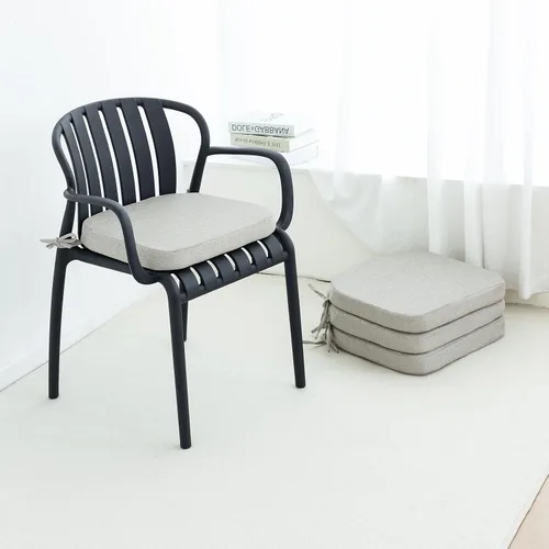 Helios&Hestia Cojines para sillas de comedor de interior con lazos para cocina, cojines de asiento para exteriores con funda extraíble, parte Beige