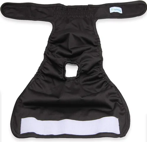 Miniatura 3 de Teamoy 4 piezas de pañales lavables para perras, fundas para pañales reutilizables para perras, superabsorbentes y cómodas, L2 Negro+ Púrpura+Verde+