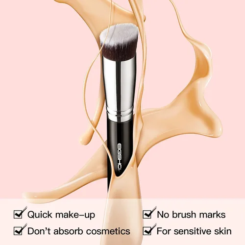 Miniatura 4 de EIGSHOW - Brocha para base de maquillaje Kabuki de parte superior plana, para líquidos, crema y polvo, mezcla, pulido, punteado, aplicación