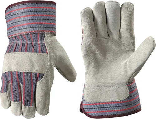 Miniatura 6 de Paquete de 2 pares de guantes de trabajo de cuero para hombre Wells Lamont con palmas reforzadas resistentes, grandes (4006N-WNW), gris