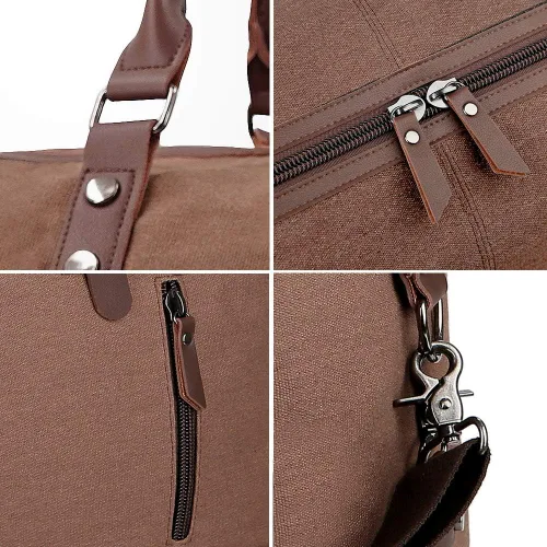 Miniatura 3 de Bolso de viaje de gran capacidad para hombre, bolso cruzado de fin de semana, bolso de mensajero de hombro para hombre, bolso de lona, marrón