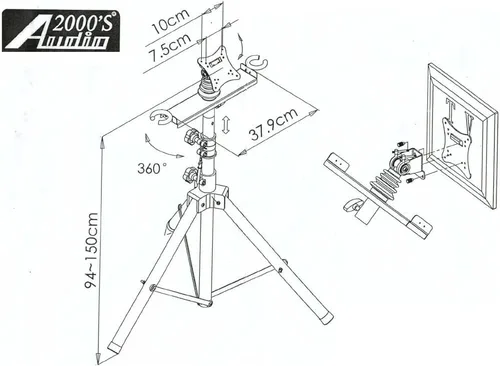 Miniatura 2 de Audio2000'S S420Y - Soporte de pantalla plana portátil LCD LED para monitor de TV con patas de trípode plegables, incluye una placa de montaje VESA