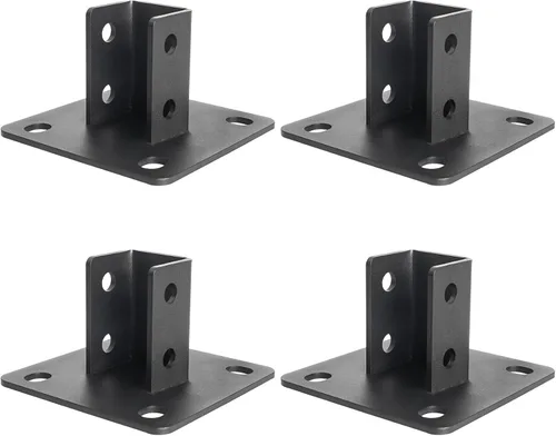 Base de poste de 4 piezas, 4 agujeros de montaje cuadrado para canal de puntal único de 1-5/8 pulgadas, base de poste de valla con recubrimiento de
