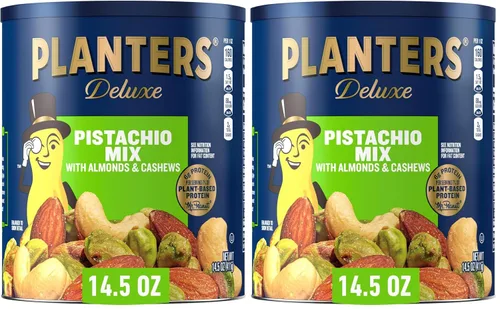 Miniatura 9 de PLANTERS Deluxe Pistachio Mix - Mezcla de pistachos, bocadillos para fiestas, proteína a base de plantas, lata de 14.5 onzas
