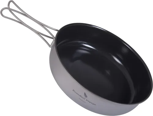 Boundless Voyage Sartén antiadherente de titanio con mango plegable, revestimiento de cerámica antiadherente, olla de cocina para acampar al aire 36
