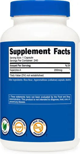 Miniatura 5 de Nutricost Cápsulas de Huperzina A 200 mcg, 240 Cápsulas - Sin OMG, Apto para Vegetarianos