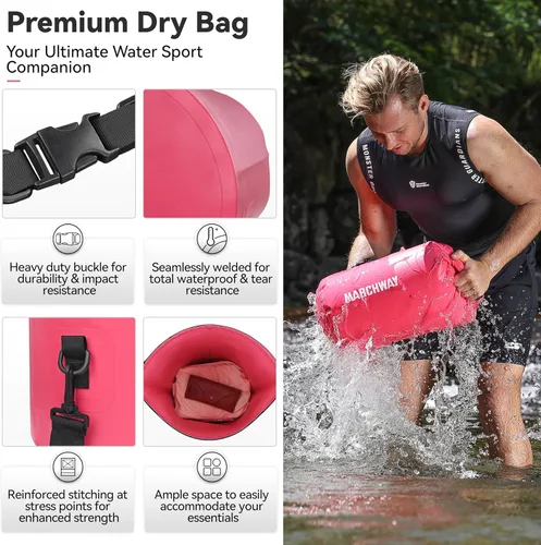 Miniatura 2 de MARCHWAY - Bolso seco flotante e impermeable 1.32/2.64/5.28/7.93/10.57 galones, parte superior enrollable, mantiene secos equipos de kayak rafting