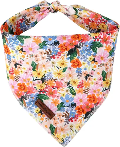 Miniatura 31 de Unique Style Paws Bandanas para perros, 1 unidad, lavables, de algodón, triangular, para otoño, con margaritas de abeja, para perros y gatos