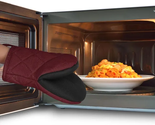 Miniatura 7 de 1 par de manoplas cortas para horno, de silicona resistentes al calor, para cocina, 500 grados, superficies de agarre antideslizantes y guantes