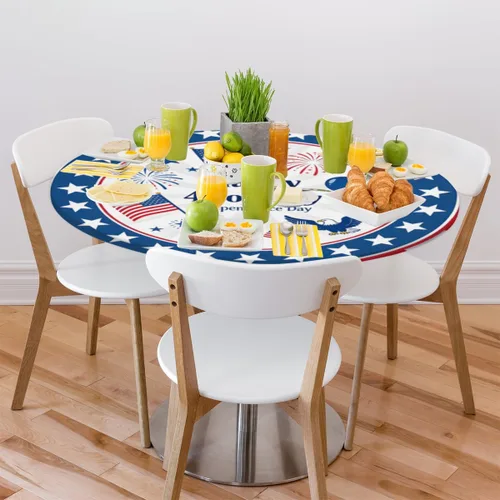 Miniatura 7 de Pardick Mantel redondo ajustable con borde elástico de 36 a 42 pulgadas, mantel ajustable para mesa redonda, mantel circular, impermeable, lavable