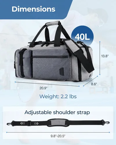Miniatura 6 de BAGSMART Bolsa de gimnasio para hombres, bolsas de lona deportivas para viajes, bolsa de fin de semana con compartimento para zapatos y laptop