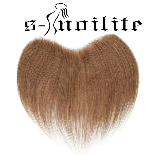Miniatura 2 de S-noilite Pieza de cabello para hombre, peluca de pelo para hombre, en forma de V, sistema de piel fina, cabello humano virgen #06, color marrón