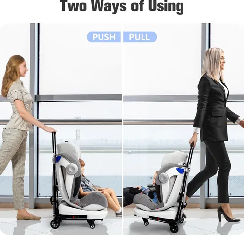 Miniatura 4 de KEDSUM Carrito de viaje para asiento de automóvil, carrito compacto y ligero para aeropuerto, construcción sólida, portátil, para aeropuertos