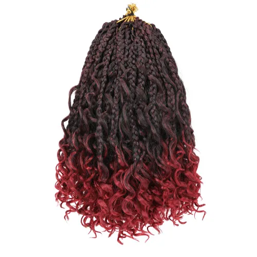 Miniatura 28 de COOKOO Cabello de Trenzas de Caja Bohemias de Ganchillo de 8 Pulgadas para Mujeres Negras, Paquete de 8, Cabello Sintético de Trenzas de Caja