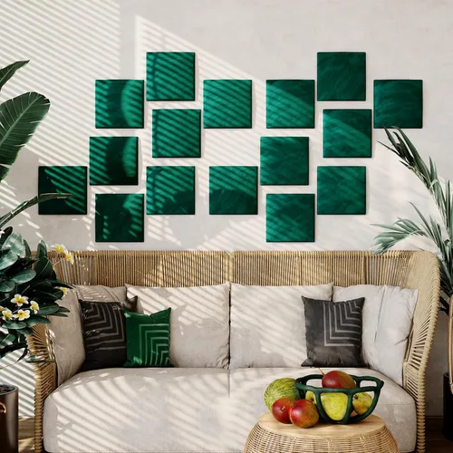 Miniatura 14 de Paneles de arte acústicos decorativos de terciopelo suave para pared, azulejos absorbentes e insonorizantes ecoamortiguadores, tablones suaves Blanco