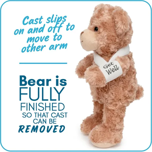 Miniatura 9 de Jolitee Oso de peluche con brazo roto con brazo izquierdo o derecho, regalo de recuperación de animales de peluche para niños, 10.5 pulgadas