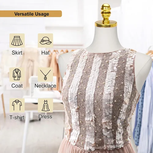 Miniatura 4 de Maniquí femenino con forma de torso para vestir - Cuerpo de maniquí con base de metal, maniquí de oro para ropa de mujer con altura ajustable de 40