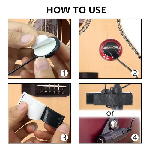 Miniatura 5 de YACSEJAO Micrófono de contacto, pastilla piezoeléctrica para guitarra, ukelele, violín, mandolina, banjo, kalimba, bajo y transductor eléctrico