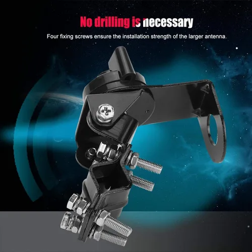 Miniatura 3 de Soporte de antena de radio de coche, montaje de antena móvil ajustable de 360°, soporte de montaje resistente de acero inoxidable para vehículo