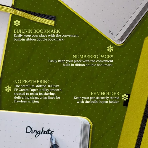 Miniatura 3 de Dingbats* Cuaderno de escritura con puntos de la Tierra A5 - Tapa dura de cuero vegano - Ideal para el trabajo, viajes - Incluye bolsillo, cierre