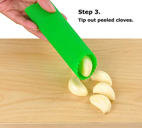 Miniatura 4 de Sinnsally Pelador de ajo, rodillo removedor de piel, fácil y rápido de pelar dientes de ajo con rodillo de tubo de silicona, herramienta de cocina