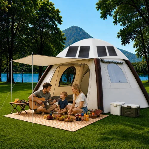 Automatic Inflatable Tent with Air Pump, Family Tents for Camping, Windproof Waterproof 3 Person Tent, Easy Set Up in 2-3 Min, Camping Essentials