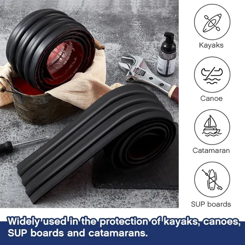 Miniatura 5 de Deekin 2 piezas de protector de quilla de kayak para fibra de vidrio de 4 pulgadas de ancho, kayak, barco de aluminio, evita daños, accesorios