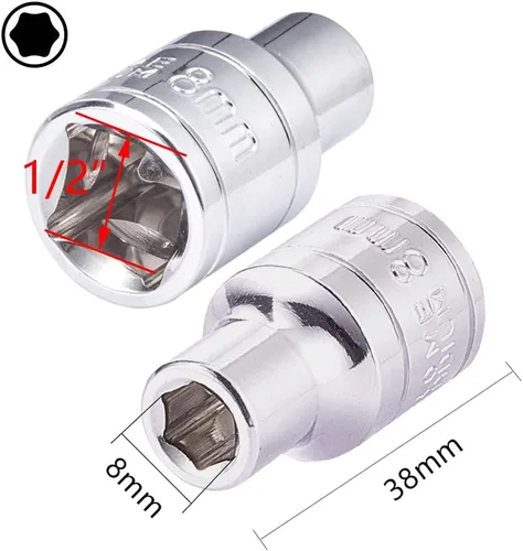 Miniatura 2 de Utoolmart 2 piezas de 1/2 pulgada hexagonal zócalo, 6-punto 0.315 in Drive métrico socket para reparaciones generales