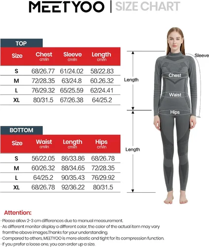 Miniatura 6 de Conjunto de ropa interior térmica para mujer, pantalones largos de invierno, capa base cálida, conjunto superior e inferior para esquiar