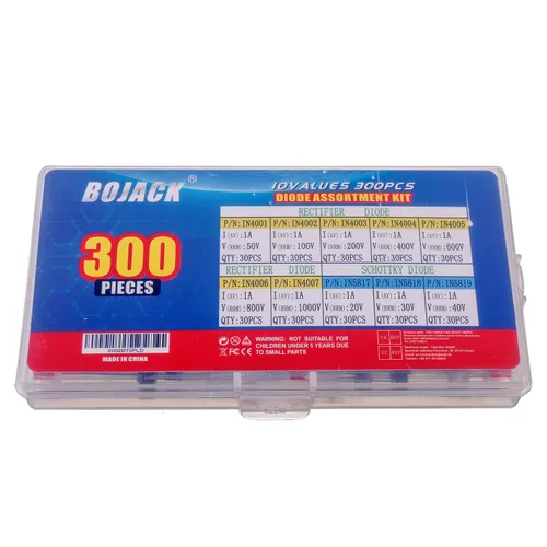 Miniatura 3 de BOJACK 10 valores 300 piezas de diodos rectificadores 1N4001 1N4002 1N4003 1N4004 1N4005 1N4006 1N4007 Schottky Diodos 1N5817 1N5818 1N5819 Kit