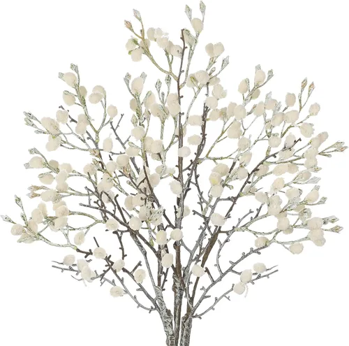 Miniatura 13 de GnFlus 3 piezas de ramas artificiales de algodón falsas para decoración de primavera y otoño en interiores estilo boho, flores artificiales de tallo