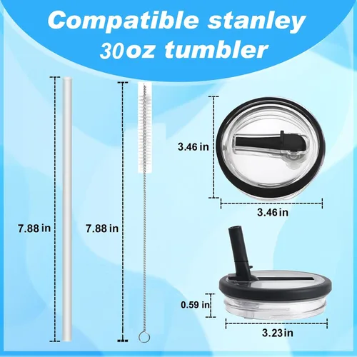 Miniatura 4 de Paquete de 2 vasos a prueba de fugas de 30 onzas con tapa abatible con popote de repuesto para Stanley QuencherH2.0, tapas superiores a prueba